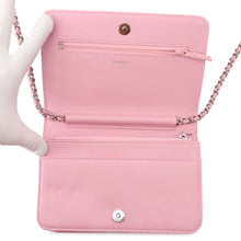 将图像加载到图库查看器中，CHANEL Boy Chanel Chain Wallet Pink/StrassA80287 Leather/Rhinestone
