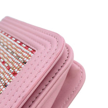 将图像加载到图库查看器中，CHANEL Boy Chanel Chain Wallet Pink/StrassA80287 Leather/Rhinestone

