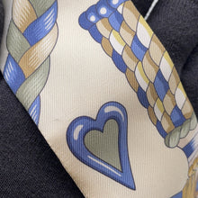 Load image into Gallery viewer, HERMES Twilly Harnais de coeur Crème/Blue Jean/Vert Amandes Silk100%
