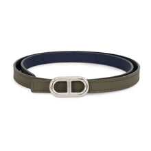 Load image into Gallery viewer, HERMES Maillon H Reversible Belt Size 70 Vert Verone/Blue Saphir Swift Leather Epsom
