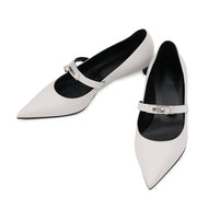 HERMES Pumps 《Chiara》 Gris Claire Leather Size 35H