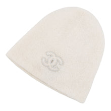 将图像加载到图库查看器中，CHANEL CC Logo knit cap White Cashmere80% Silk20%

