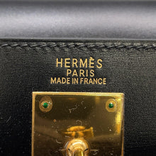 将图像加载到图库查看器中，HERMES Kelly Sellier Black Box Calf Leather Size 32
