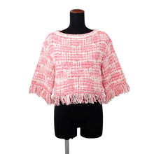 Load image into Gallery viewer, CHANEL Collarless Jacket Size 34 Pink/WhiteP77005 K11117 NW377 Cotton 47% Polyester 24% Polyamide 20% Linen 9%
