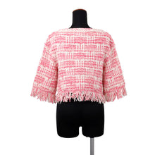 Load image into Gallery viewer, CHANEL Collarless Jacket Size 34 Pink/WhiteP77005 K11117 NW377 Cotton 47% Polyester 24% Polyamide 20% Linen 9%
