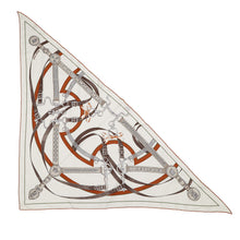 Load image into Gallery viewer, HERMES Triangle Jean Morning Walk White/Caramel/Silver Cashmere70% Silk30%

