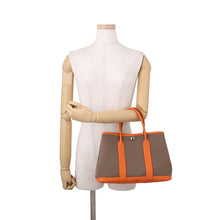 将图像加载到图库查看器中，HERMES Garden Party Etoupe/Orange Toile Officier Negonda Leather Size TPM
