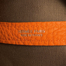 将图像加载到图库查看器中，HERMES Garden Party Etoupe/Orange Toile Officier Negonda Leather Size TPM
