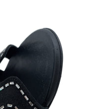 将图像加载到图库查看器中，HERMES Oazis Sandals Black Chevre Leather, Velour, Rhinestone Leather Size 36
