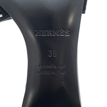 将图像加载到图库查看器中，HERMES Oazis Sandals Black Chevre Leather, Velour, Rhinestone Leather Size 36
