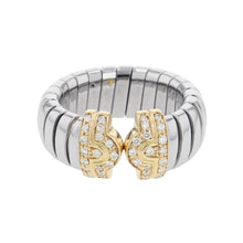 将图像加载到图库查看器中，BVLGARI Parentesi Tubogas Diamond Ring Size M (approximately 11-13) K18YG Stainless Steel
