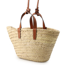 Load image into Gallery viewer, CELINE Teen Triomphe Panier Basket Bag Brown/Beige194002EFA.04LU Raffia Calf Leather
