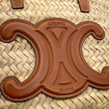 Load image into Gallery viewer, CELINE Teen Triomphe Panier Basket Bag Brown/Beige194002EFA.04LU Raffia Calf Leather
