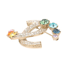 Load image into Gallery viewer, CHANEL CC Logo Brooch Multicolor Rhinestone Metal
