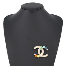 Load image into Gallery viewer, CHANEL CC Logo Brooch Multicolor Rhinestone Metal
