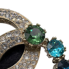 Load image into Gallery viewer, CHANEL CC Logo Brooch Multicolor Rhinestone Metal
