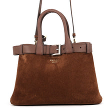 将图像加载到图库查看器中，PRADA PRADA Buckle Suede Medium Bag Cocoa Brown1BA434_2C4S_F0324_V_OBO suede Size Medium
