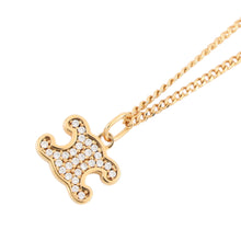将图像加载到图库查看器中，CELINE Triomphe Rhinestone Necklace460GB6BZI.35OR Gold Plated Rhinestone
