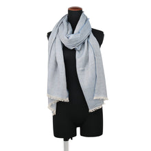 将图像加载到图库查看器中，PATEK PHILIPPE Scarf Blue Cashmere70% Silk30%
