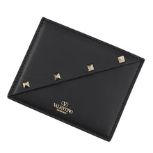 Load image into Gallery viewer, Valentino Garavani Rock Studded Whispy Card Case BlackW5P0AE5IIT Calf Leather
