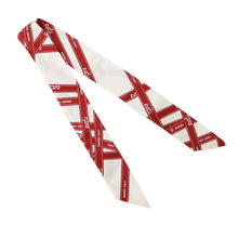 Load image into Gallery viewer, HERMES Twilly Bolduk White/Red Silk100%
