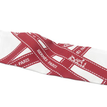 Load image into Gallery viewer, HERMES Twilly Bolduk White/Red Silk100%
