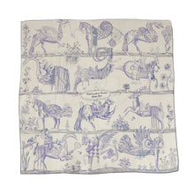 Load image into Gallery viewer, HERMES Carre Jean Della Cavalleria Favolosa Size 140 White / Blue Jean / Lavender Cashmere70% Silk30%
