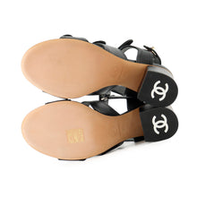 Load image into Gallery viewer, CHANEL CC Logo Turnlock Sandals BlackG37387 Leather Size 38C
