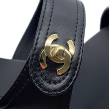 Load image into Gallery viewer, CHANEL CC Logo Turnlock Sandals BlackG37387 Leather Size 38C
