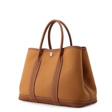 Load image into Gallery viewer, HERMES Garden Party Verso Gold/Magnolia Toile Officier Negonda Leather Size TPM
