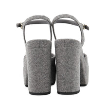 将图像加载到图库查看器中，CHANEL CC Logo Platform Sandals GrayG45740 Felt Size 37C

