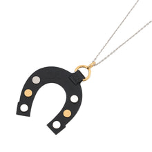 将图像加载到图库查看器中，HERMES necklace jockey Size PM Black Swift Leather
