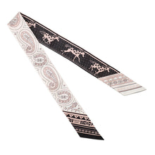 将图像加载到图库查看器中，HERMES Twilly Cheval de Coeur Bandana Black/White/Vieux Rose Silk100%

