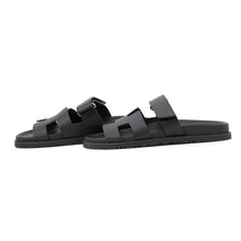 Load image into Gallery viewer, HERMES Sandals Chypre BlackH222100Z Calf Leather Size 38
