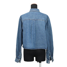 Load image into Gallery viewer, CELINE Cropped shirt with Triomphe Embroidery Size M Union Ocean Wash2T187459N.07UO Cotton100%
