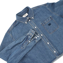 Load image into Gallery viewer, CELINE Cropped shirt with Triomphe Embroidery Size M Union Ocean Wash2T187459N.07UO Cotton100%
