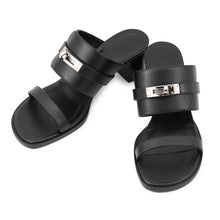 Load image into Gallery viewer, HERMES Ninon 50 Sandals BlackMS1262125Z2602 Calf Leather Size 36
