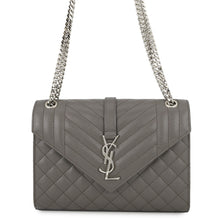 将图像加载到图库查看器中，SAINT LAURENT PARIS Envelope Chain Shoulder Bag Gray487206BOW922034 Leather Size Medium

