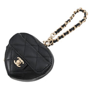 CHANEL Matelasse CC Logo Mini Heart BlackAP4838 Lambskin