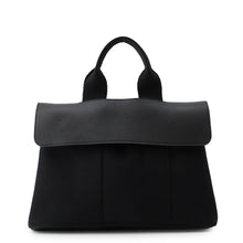 Load image into Gallery viewer, HERMES Valparaiso Black Toile Chevrons Leather Size PM

