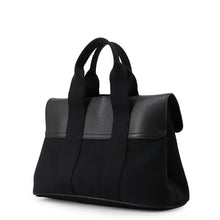 Load image into Gallery viewer, HERMES Valparaiso Black Toile Chevrons Leather Size PM

