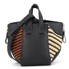 Load image into Gallery viewer, LOEWE hammock Black/Orange/NaturalA538H13X07 Raffia Leather Size compact
