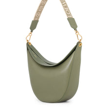 将图像加载到图库查看器中，LOEWE Luna Shoulder Bag Khaki Leather
