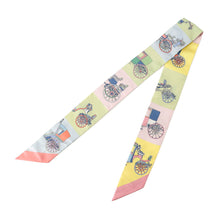 Load image into Gallery viewer, HERMES Twilly Elaborate carriage Voitures Exquises Rose Pale/Jaune Pale/Vert Amand Silk100%
