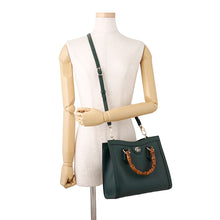 将图像加载到图库查看器中，GUCCI Diana Tote Bag Green853226 Leather Size Medium
