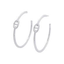 将图像加载到图库查看器中，HERMES Chaine d'Ancre Hoop Earrings Size GM SV925
