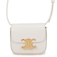 将图像加载到图库查看器中，CELINE Triomphe Mini Claude Shoulder Bag White10I513DPV Shiny Calf Leather Size Mini
