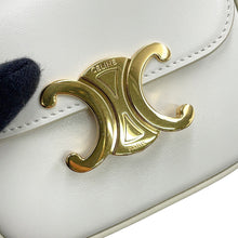 将图像加载到图库查看器中，CELINE Triomphe Mini Claude Shoulder Bag White10I513DPV Shiny Calf Leather Size Mini
