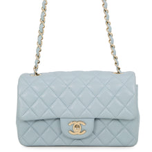 Load image into Gallery viewer, CHANEL Mini Matelasse Single Flap Single Chain Shoulder Bag Light BlueA69900 Lambskin Size 20
