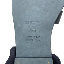 将图像加载到图库查看器中，HERMES Oran Sandals Black Box Calf Leather Size 36 1/2
